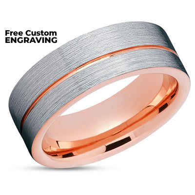 Rose Gold Wedding Ring - Tungsten Wedding Band - Silver Wedding Ring - Rose Gold