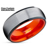 Orange Wedding Ring - Tungsten Wedding Ring - Black Tungsten Ring - Orange Ring - Wedding Band