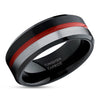 Black Tungsten Wedding Ring - Red Wedding Ring - Tungsten Wedding Band - Red Ring