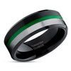 Green Tungsten Ring - Black Tungsten Ring - Black Wedding Ring - Green Wedding Band - Ring