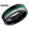 Green Tungsten Ring - Black Tungsten Ring - Black Wedding Ring - Green Wedding Band - Ring