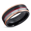Maroon Wedding Ring - Tungsten Wedding Ring - Maroon Wedding Band - Rose Gold Ring