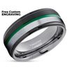 Green Wedding Ring - Green Tungsten Ring - Black Wedding Ring - Tungsten Wedding Ring - Gunmetal