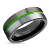 Gunmetal Wedding Ring - Black Tungsten Ring - Tungsten Wedding Band - Green Wedding Ring