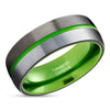 Gunmetal Tungsten Ring - Green Wedding Ring - Tungsten Wedding Ring - Gunmetal Ring