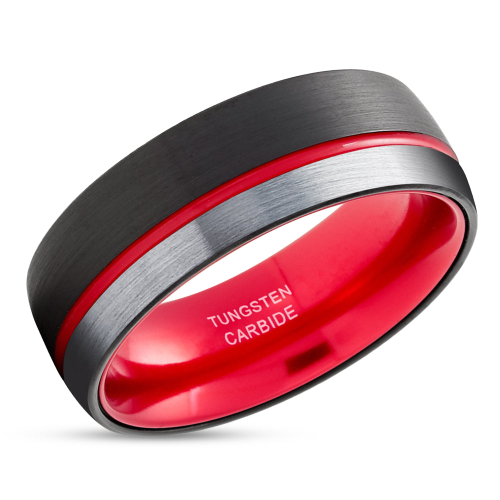 Black Wedding Ring - Red Wedding Ring - Tungsten Wedding Ring - Wedding Ring - Wedding Band