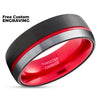 Black Wedding Ring - Red Wedding Ring - Tungsten Wedding Ring - Wedding Ring - Wedding Band
