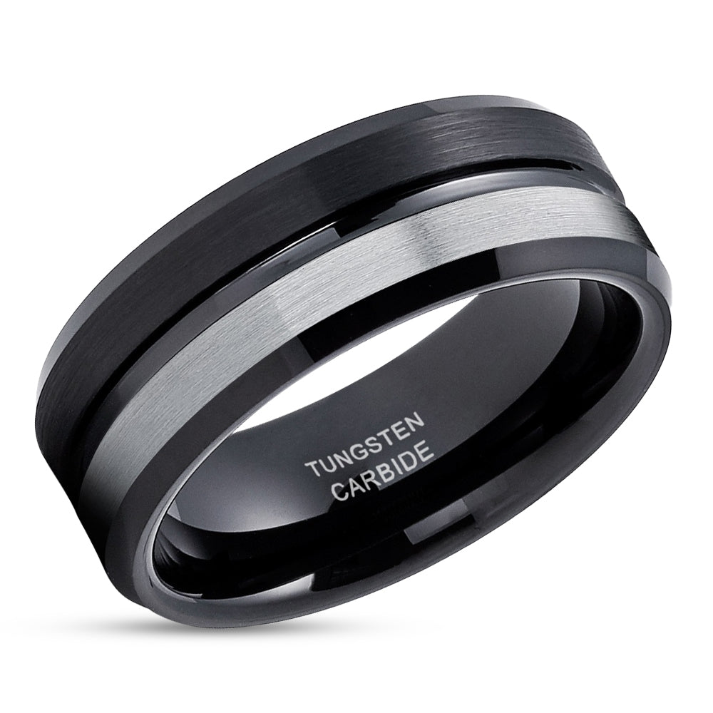 Black Tungsten Ring - Black Tungsten Band - Tungsten Wedding Band - Black Wedding Ring