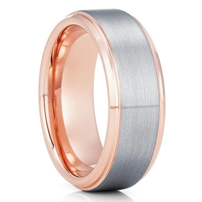 Rose Gold Tungsten Ring - 8mm Wedding Ring - 6mm - Rose Gold Ring - Men & Women