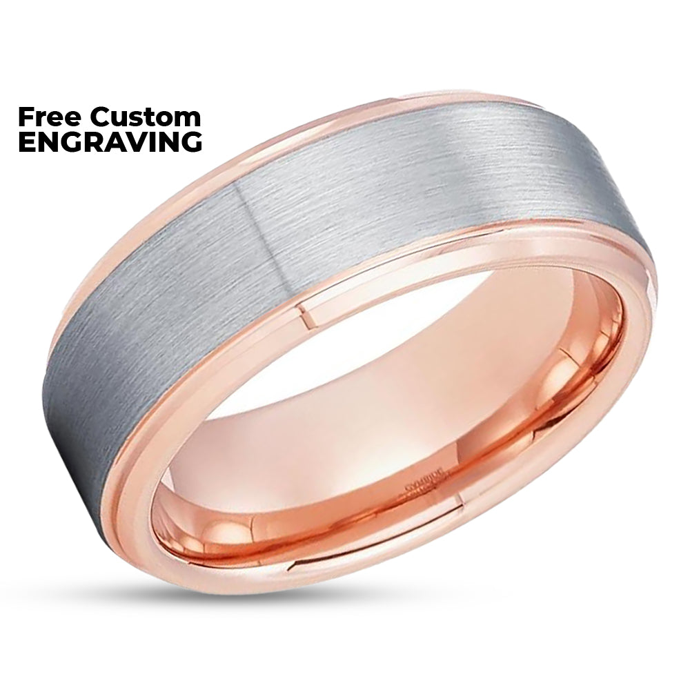 Rose Gold Tungsten Ring - 8mm Wedding Ring - 6mm - Rose Gold Ring - Men & Women