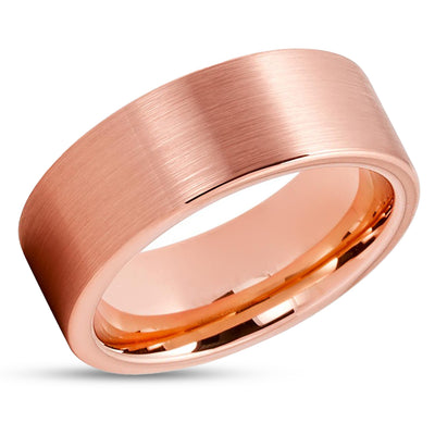 Rose Gold Tungsten Ring - Rose Gold Tungsten Wedding Band - Brush - Comfort Fit