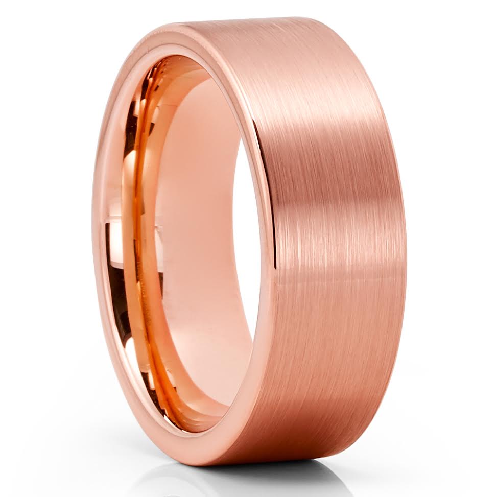 Rose Gold Tungsten Ring - Rose Gold Tungsten Wedding Band - Brush - Comfort Fit - Clean Casting Jewelry