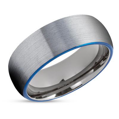 Gunmetal Wedding Ring - Blue Tungsten Ring - Tungsten Carbide Ring - Gray Ring