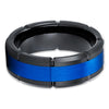 Black Tungsten Ring - Blue Tungsten Ring - Wedding Band - Engagement Ring - 8mm