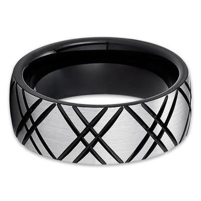Black Tungsten Wedding Band - Gray Tungsten Ring - Tungsten Carbide Ring - 8mm Ring