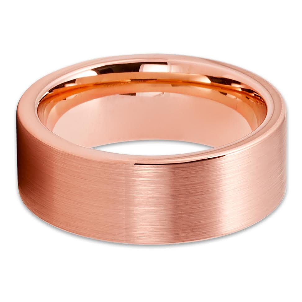 Rose Gold Tungsten Ring - Rose Gold Tungsten Wedding Band - Brush - Comfort Fit - Clean Casting Jewelry