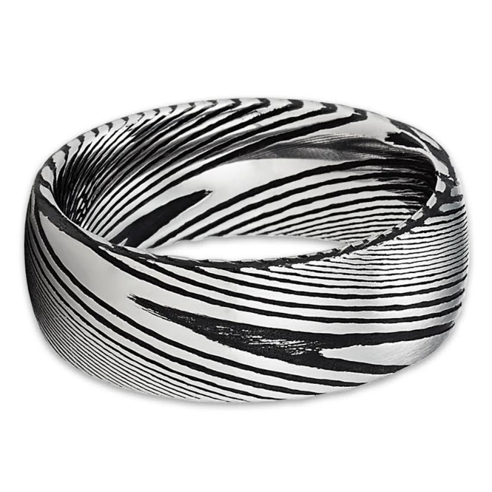 Damascus Steel Wedding Ring - 8mm Ring - Damascus Steel Ring - Wedding Band