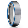 Blue Tungsten Wedding Band - Gray Tungsten Ring - Tungsten Wedding Band - Clean Casting Jewelry