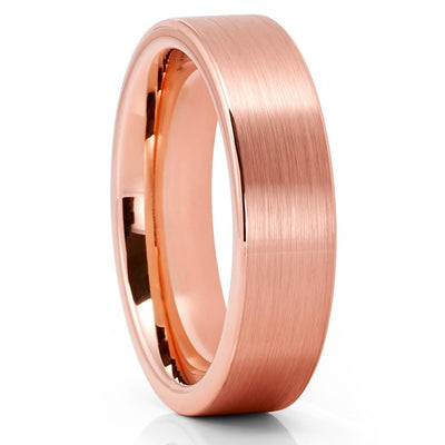 Rose Gold Tungsten Ring - Rose Gold Tungsten Wedding Band - Brush - Comfort Fit - Clean Casting Jewelry