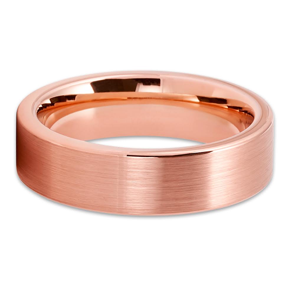 Rose Gold Tungsten Ring - Rose Gold Tungsten Wedding Band - Brush - Comfort Fit - Clean Casting Jewelry