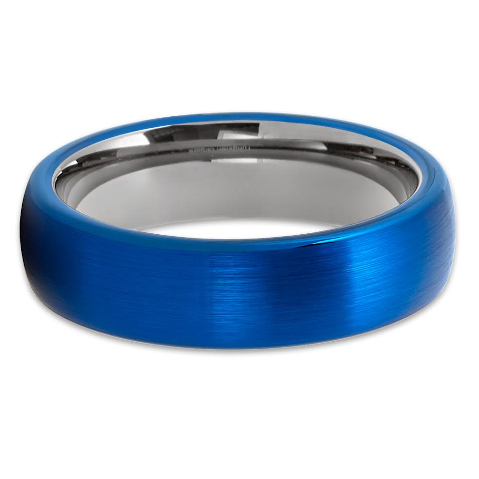 Gunmetal Tungsten Wedding Band - Blue Wedding Band - Tungsten Wedding Ring - Clean Casting Jewelry