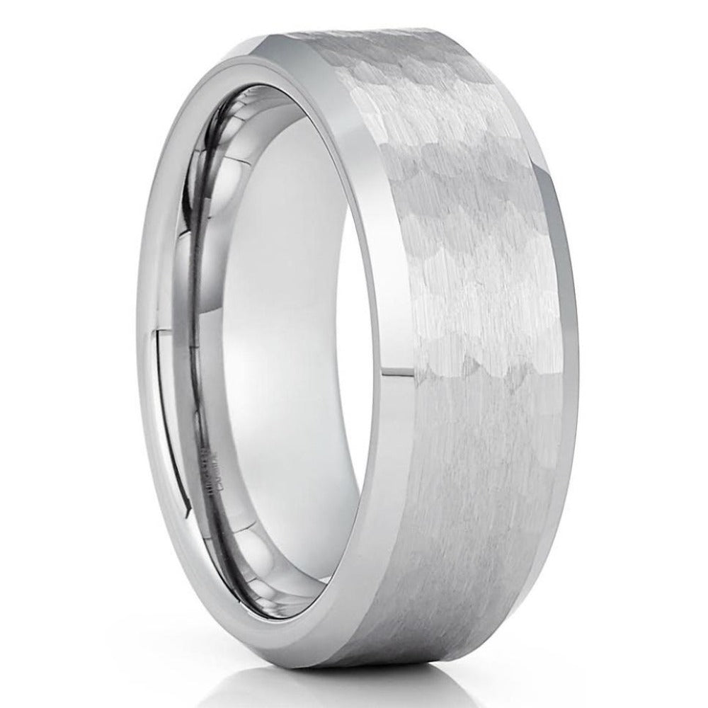 Man's Tungsten Ring - Women's Tungsten Ring - Hammered Wedding Ring - Band