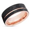 Rose Gold Tungsten Wedding Ring - 8MM Tungsten Ring - Hammered Ring -  Men's Wedding Ring