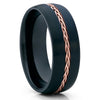 Black Tungsten Wedding Band - Rose Gold Tungsten Ring - Braid Ring - Brush - Clean Casting Jewelry