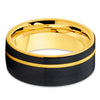 Yellow Gold Tungsten Wedding Band - Black Tungsten Ring - Men's Tungsten - Clean Casting Jewelry