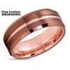 Espresso Wedding Rings - Tungsten Wedding Band - Espresso Wedding Band - Rose Gold