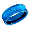 Blue Opal Wedding Ring - Blue Tungsten Ring - Blue Opal Ring - Wedding Band - 8mm