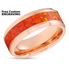 Opal Tungsten Wedding Rings - Orange Wedding Band - Opal Wedding Band - Rose Golf