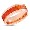 Opal Tungsten Wedding Rings - Orange Wedding Band - Opal Wedding Band - Rose Golf