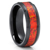 Opal Wedding Rings - Black Tungsten Ring - Opal Wedding Band - 8mm Opal Ring