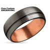 Gunmetal Wedding Band - Rose Gold Ring - Rose Gold Wedding Ring - Gunmetal
