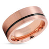 Man's Wedding Ring - Rose Gold Wedding Ring - Black Tungsten Ring - 8mm Wedding Ring