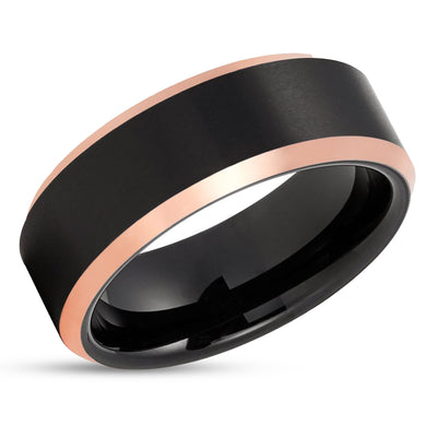 Black Zirconium Ring - Wedding Band - Rose Gold - Black Wedding Band - Zirconium Ring