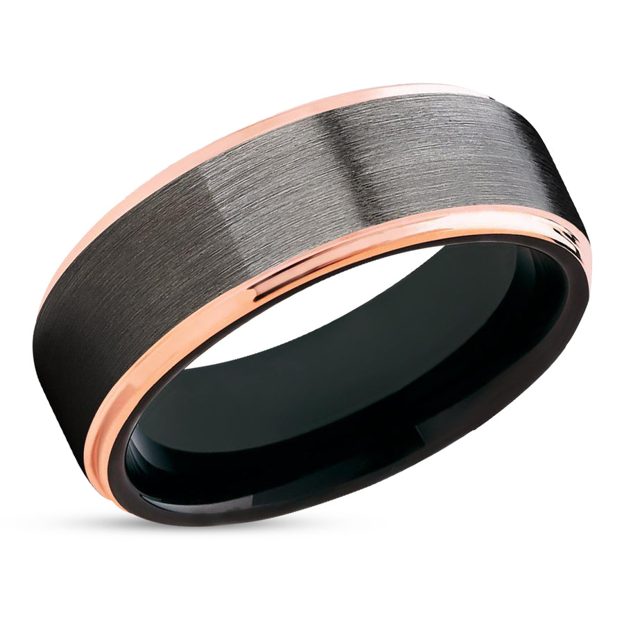 Gunmetal Wedding Ring - Rose Gold Tungsten Ring - Wedding Band - Rose Gold Ring