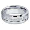 Men's Tungsten Wedding Band - Silver Tungsten Ring - 8mm - Tungsten Ring - Clean Casting Jewelry