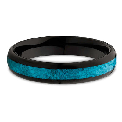 4mm Wedding Ring  - Turquoise Wedding Ring - Black Wedding Ring - Turquoise Ring