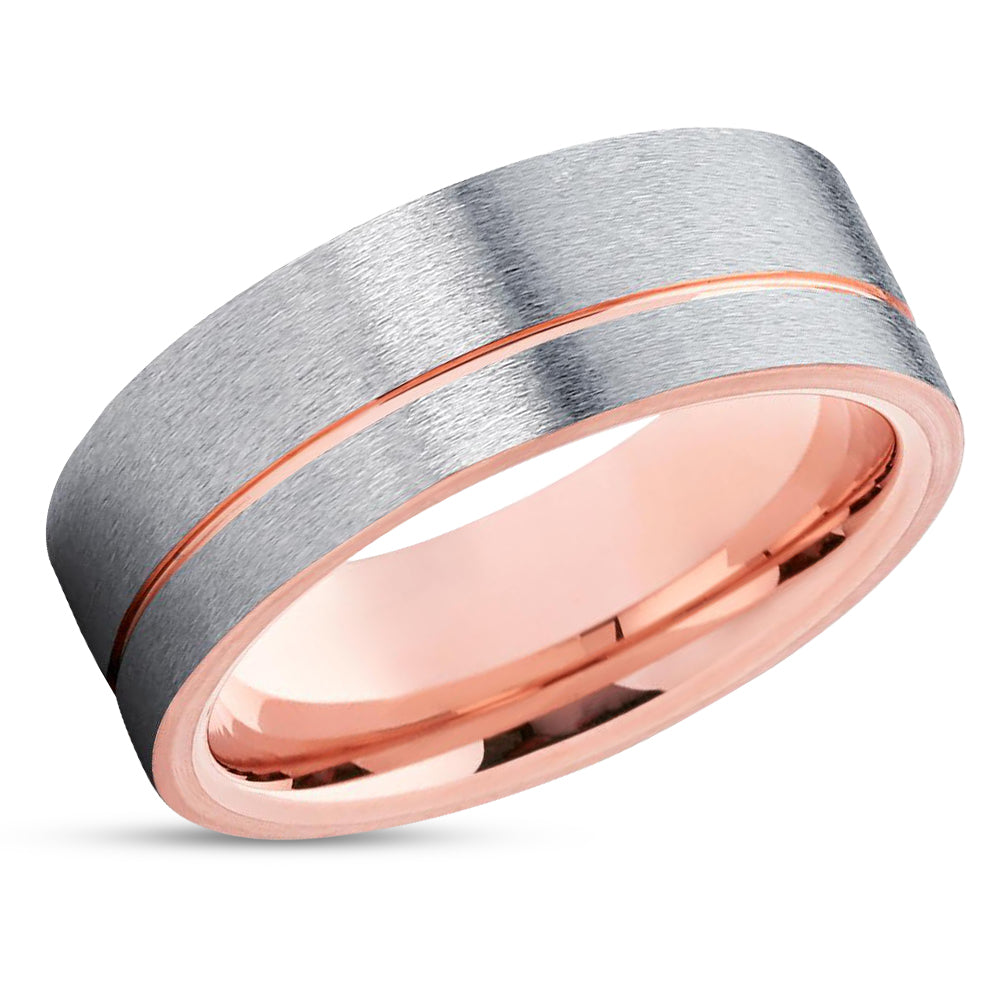 Man's Wedding Band - Rose Gold Ring - Tungsten Ring - Women's Wedding Ring