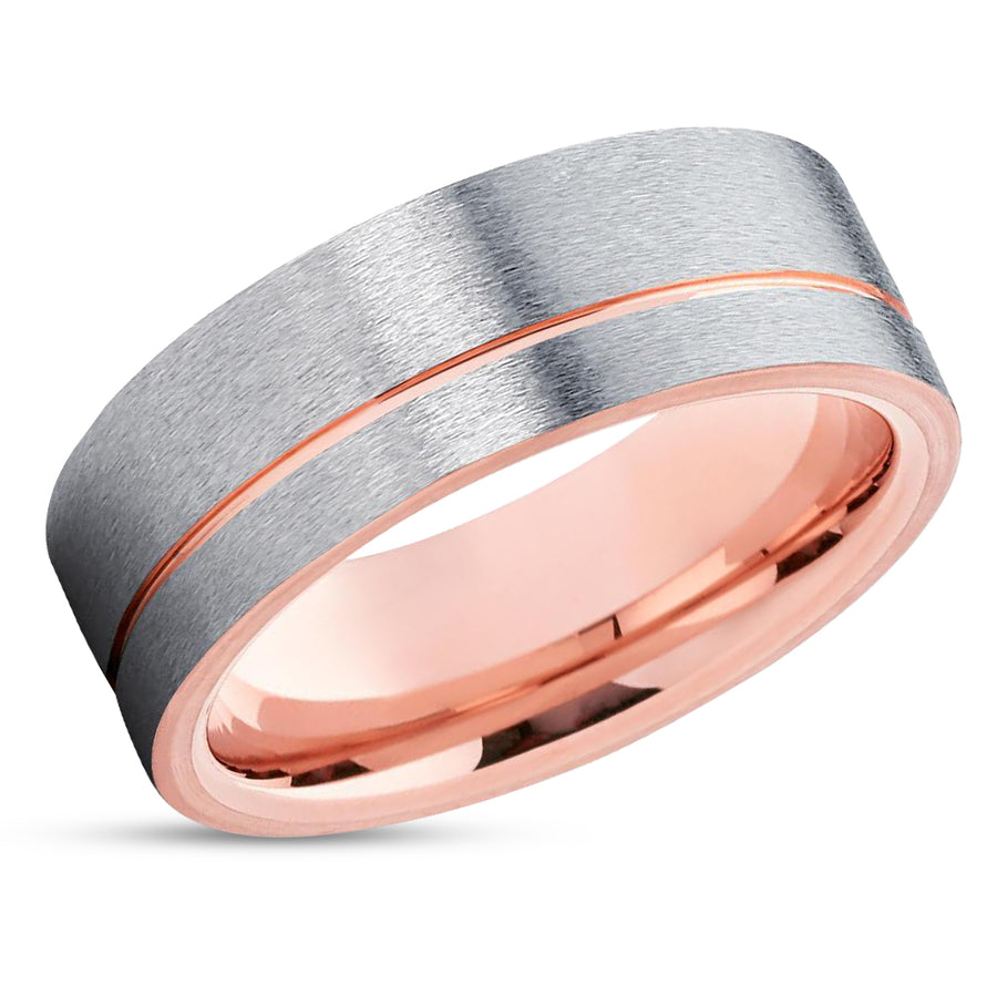 Man's Wedding Band - Rose Gold Ring - Tungsten Ring - Women's Wedding Ring