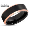 Men's Tungsten Wedding Band - Rose Gold Ring - Black Tungsten Ring - Tungsten Carbide Ring