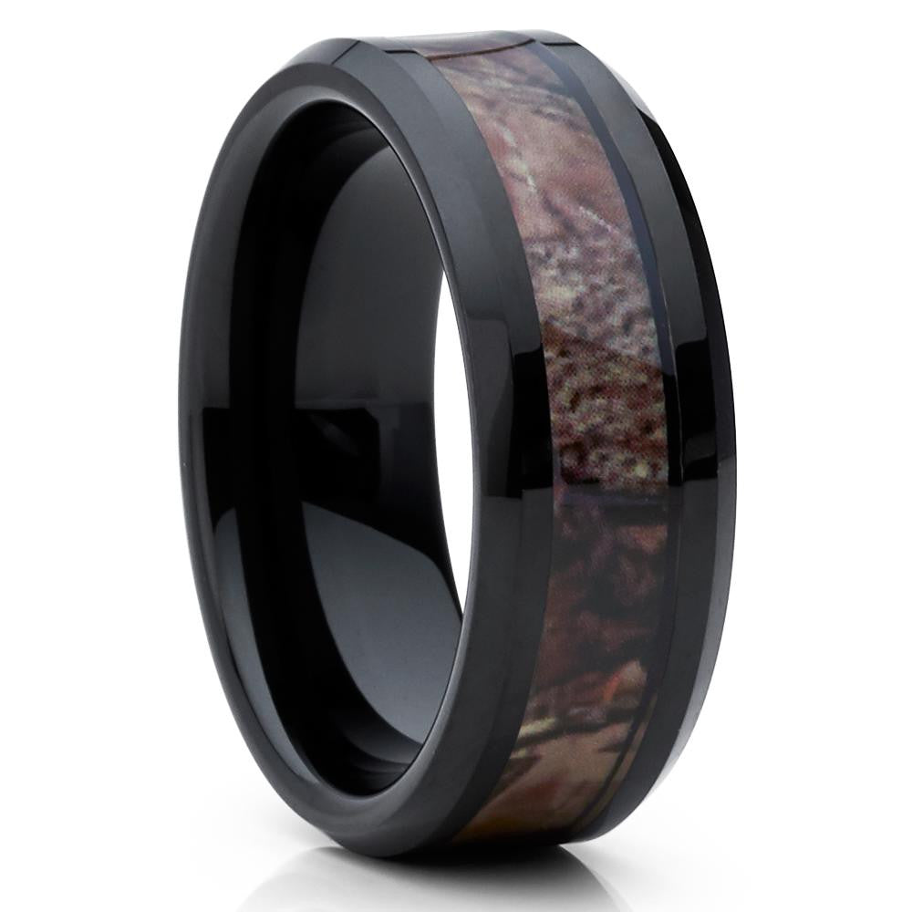 Camouflage Tungsten Ring - Black Tungsten Ring - Men's Tungsten Ring - Clean Casting Jewelry