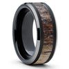 Deer Antler Wedding Band - Black - Deer Antler Ring - Tungsten Band - 10mm - Clean Casting Jewelry
