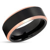Men's Tungsten Wedding Band - Rose Gold Ring - Black Tungsten Ring - Tungsten Carbide Ring