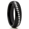 Baseball Wedding Band - Black Tungsten Ring - Baseball Ring - Black Ring - Clean Casting Jewelry