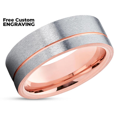 Man's Wedding Band - Rose Gold Ring - Tungsten Ring - Women's Wedding Ring