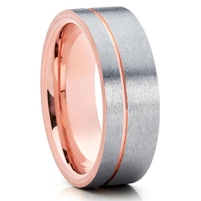 8mm -  Rose Gold Tungsten - Gray Tungsten Ring - Men's Wedding Ring - Clean Casting Jewelry