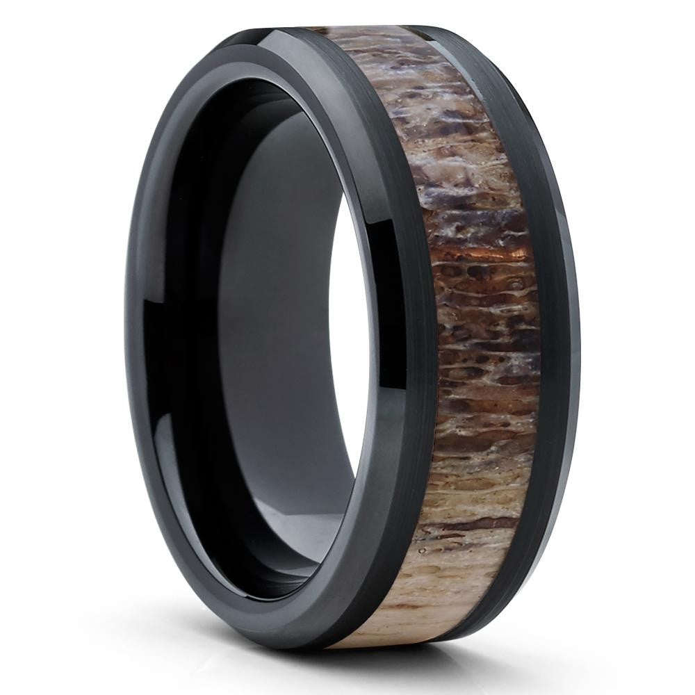 10mm - Deer Antler Wedding Band - Deer Antler Ring - Tungsten Ring - Band - Clean Casting Jewelry